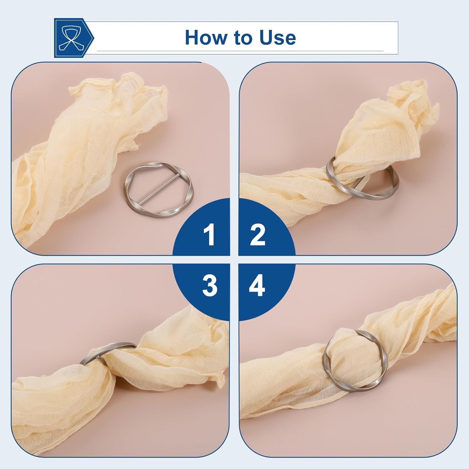 T-shirt Clips, Clothes Knotting Buckle Ring Wrap Holder for Women Scarf, Loose T-shirt - Image 4
