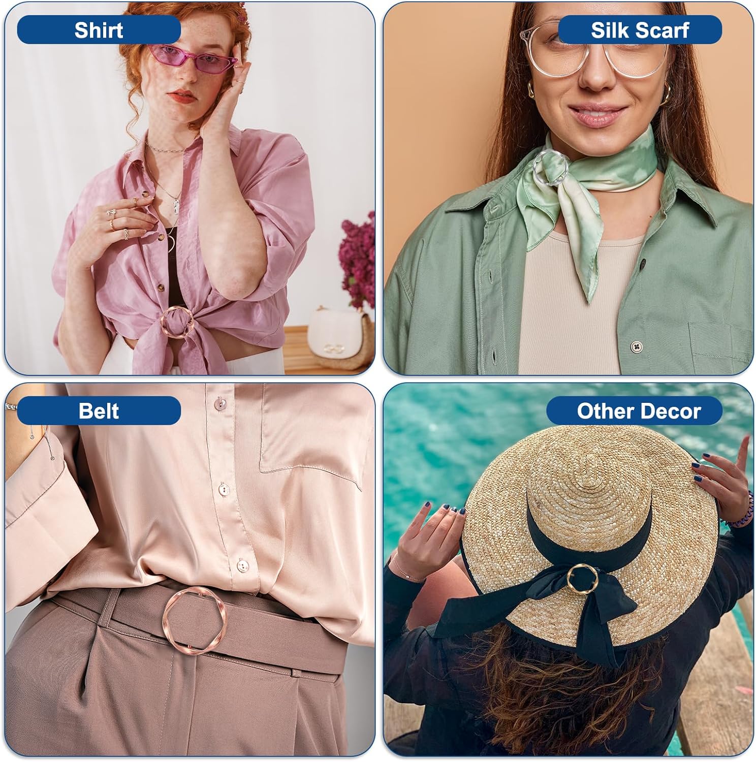 T-shirt Clips, Clothes Knotting Buckle Ring Wrap Holder for Women Scarf, Loose T-shirt - Image 6