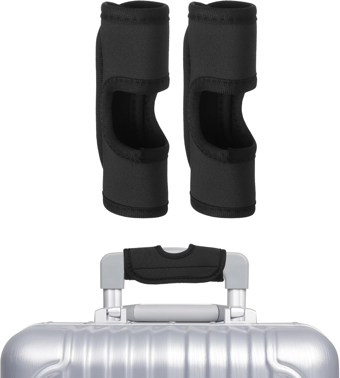 Luggage Handle Wrap, 2 Pcs Hollow Neoprene Handbag Grip Cover Protector Luggage Identifiers Suitcase Handle Wraps for Luggage Suitcase Travel Bags, Black - Image 1
