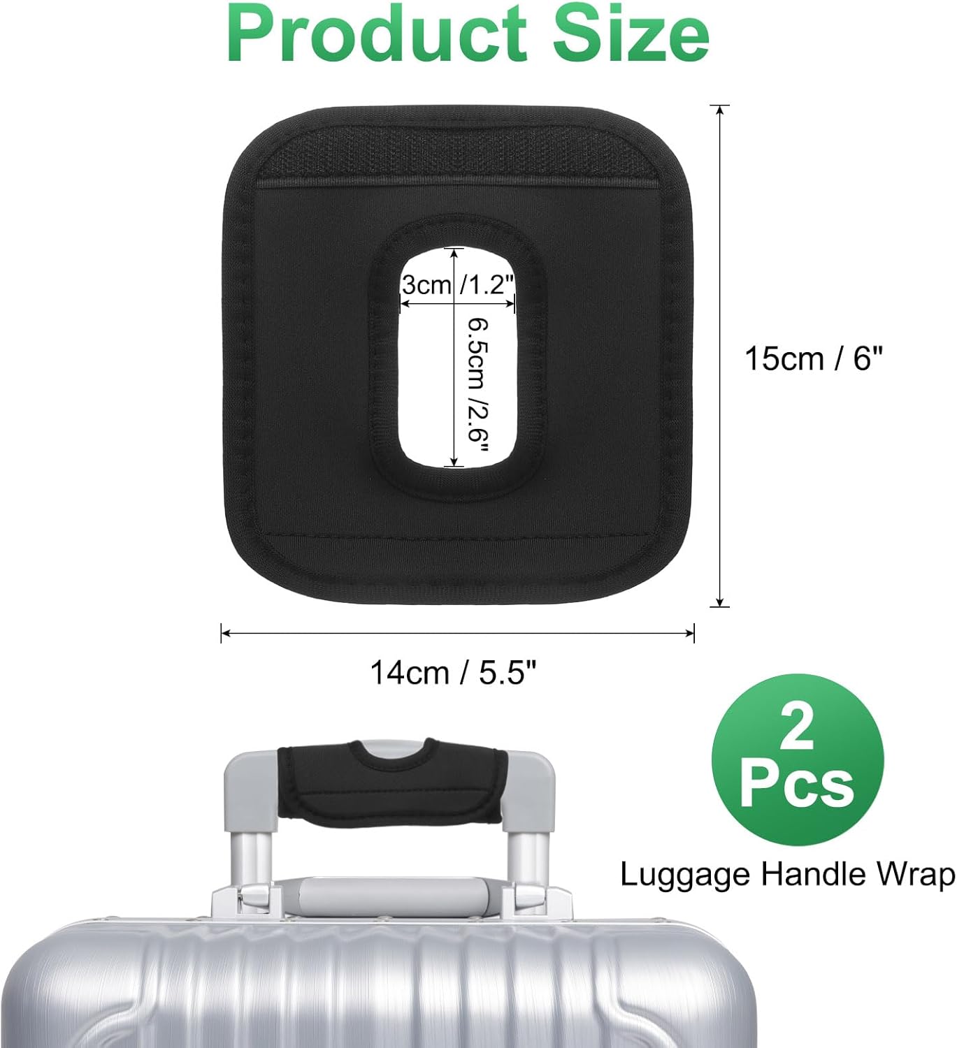 Luggage Handle Wrap, 2 Pcs Hollow Neoprene Handbag Grip Cover Protector Luggage Identifiers Suitcase Handle Wraps for Luggage Suitcase Travel Bags, Black - Image 2