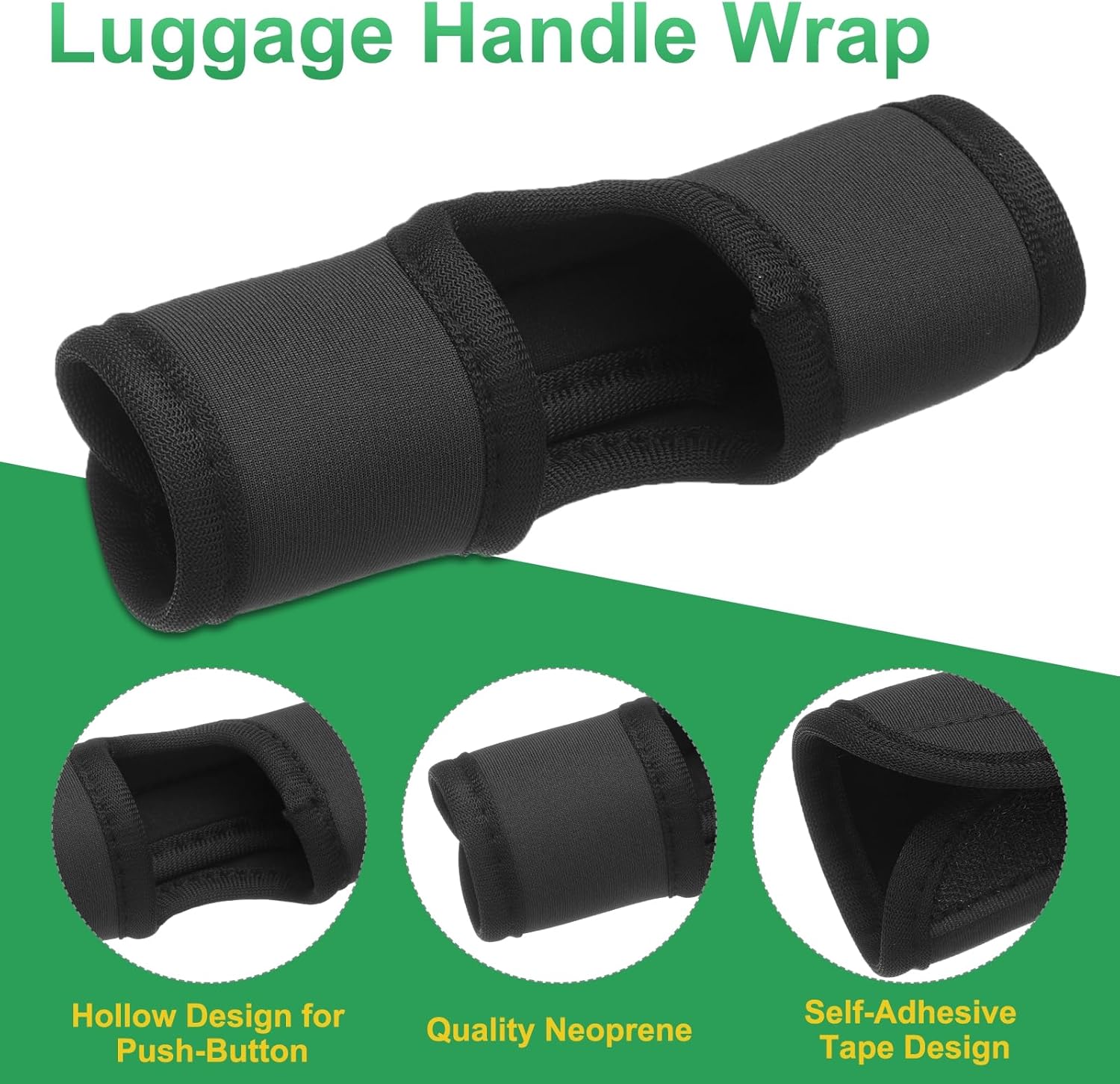Luggage Handle Wrap, 2 Pcs Hollow Neoprene Handbag Grip Cover Protector Luggage Identifiers Suitcase Handle Wraps for Luggage Suitcase Travel Bags, Black - Image 3