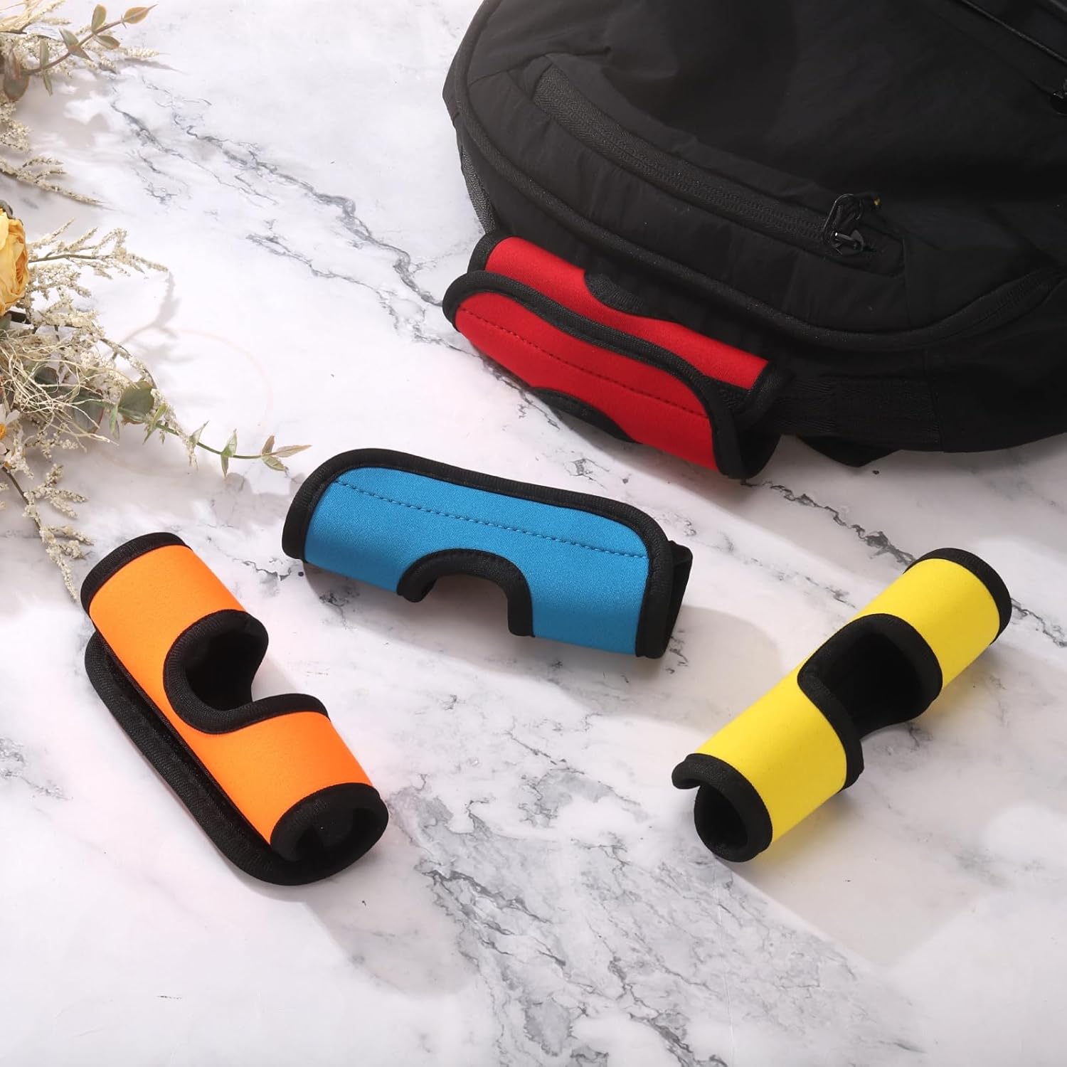 Luggage Handle Wrap, 2 Pcs Hollow Neoprene Handbag Grip Cover Protector Luggage Identifiers Suitcase Handle Wraps for Luggage Suitcase Travel Bags, Black - Image 4