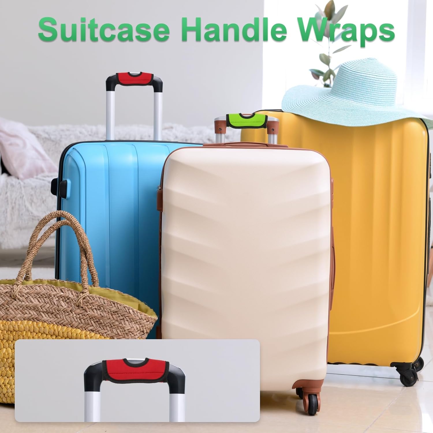 Luggage Handle Wrap, 2 Pcs Hollow Neoprene Handbag Grip Cover Protector Luggage Identifiers Suitcase Handle Wraps for Luggage Suitcase Travel Bags, Black - Image 5