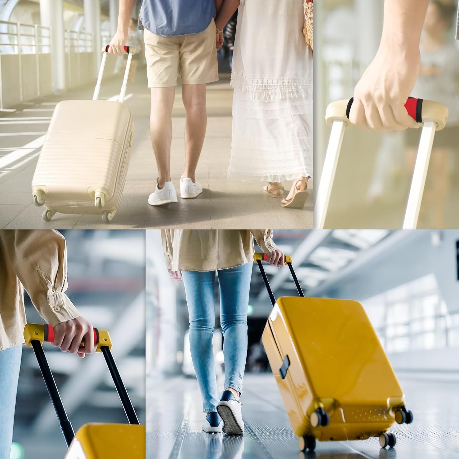 Luggage Handle Wrap, 2 Pcs Hollow Neoprene Handbag Grip Cover Protector Luggage Identifiers Suitcase Handle Wraps for Luggage Suitcase Travel Bags, Black - Image 6