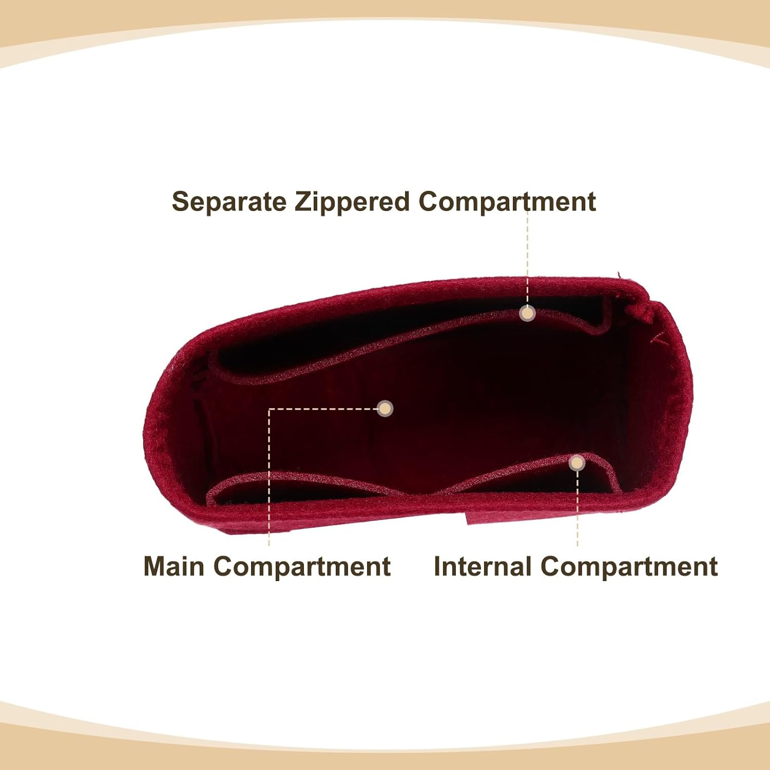 Purse Organizer Insert, Felt Portable Handbag Shaper Multiple Compartments Liner Pouch for Handbag Purse Tote Bag, 5.3