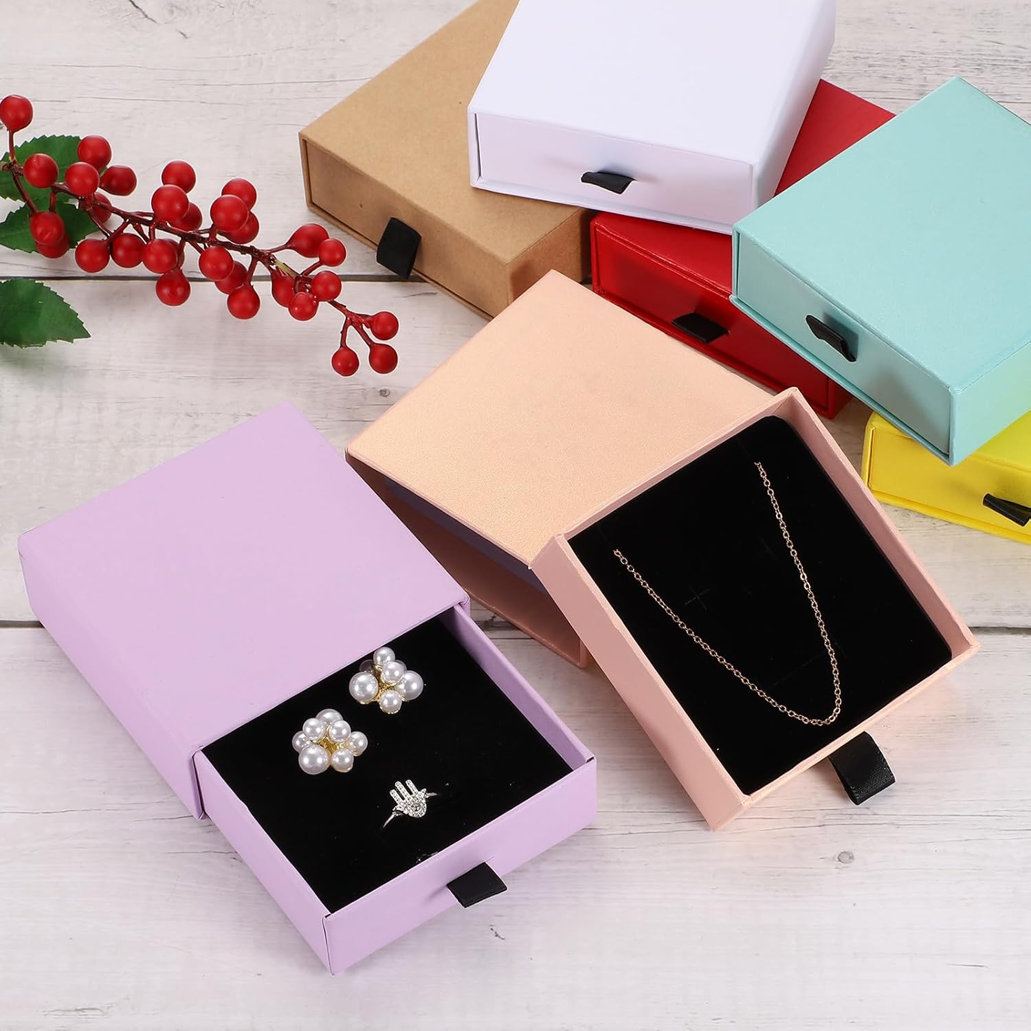 2Pcs Cardboard Jewelry Gift Boxes, 3.5 x 3.5 Inch Jewelry Display Boxes Bulk Sponge Filled Small Jewelry Boxes for Bracelets Earrings Necklaces Jewelry Gift (Light Purple) - Image 4