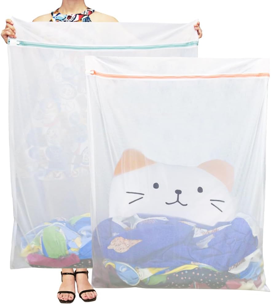 Extra Large Mesh Laundry Bags, 2 Pack 43 x 35 inch Jumbo Delicates Bag for Washing Machine, Large Mesh Bags for Delicates, Coats, Blankets, Bedding, Toys, Pet Items - Image 1