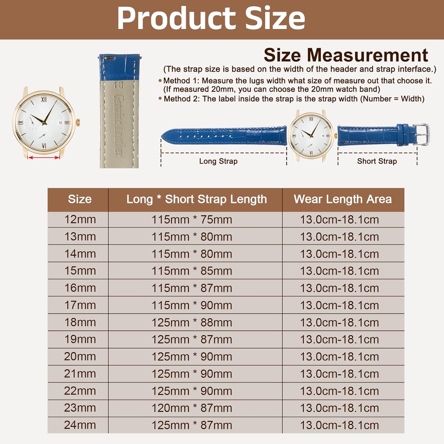 Quick Release Genuine Leather Watch Band Embossed Pattern Leather Watch Strap Replacement for Men Women - Image 2