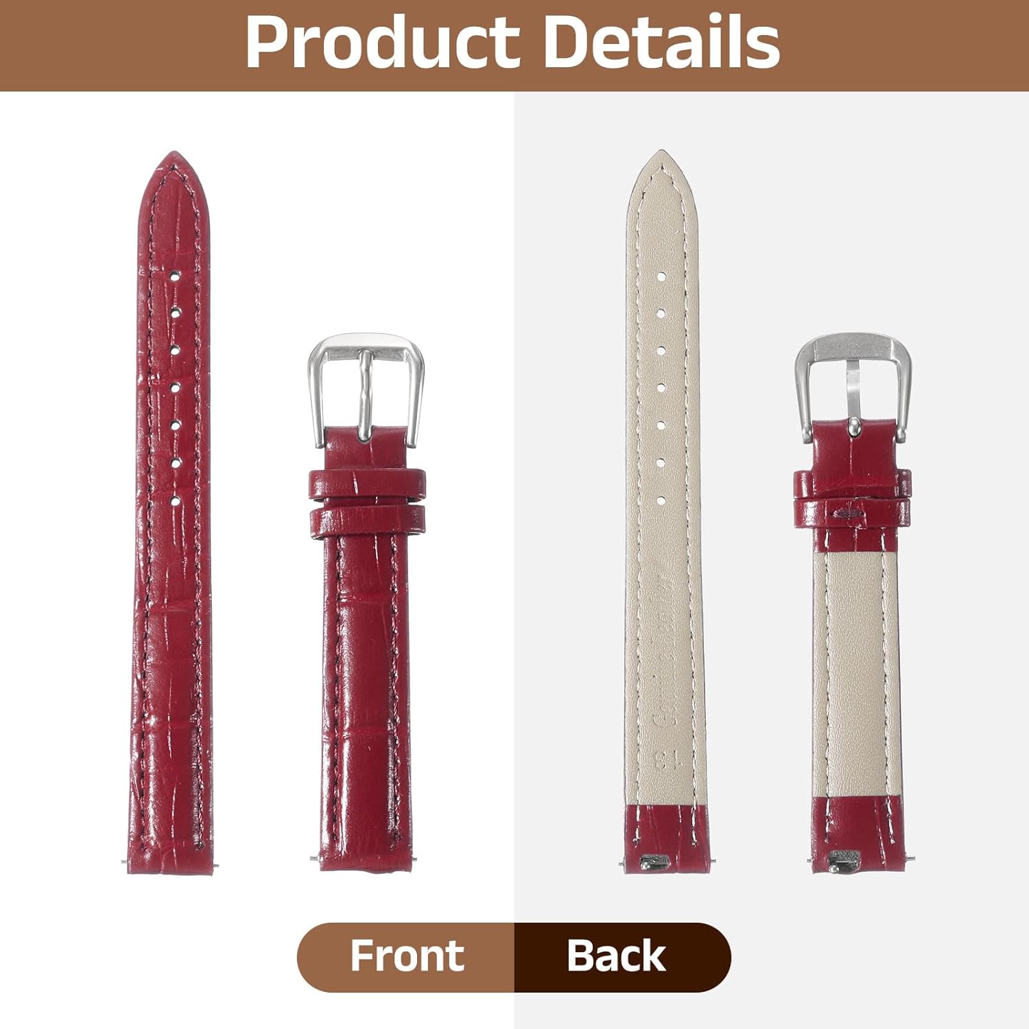 Quick Release Genuine Leather Watch Band Embossed Pattern Leather Watch Strap Replacement for Men Women - Image 3