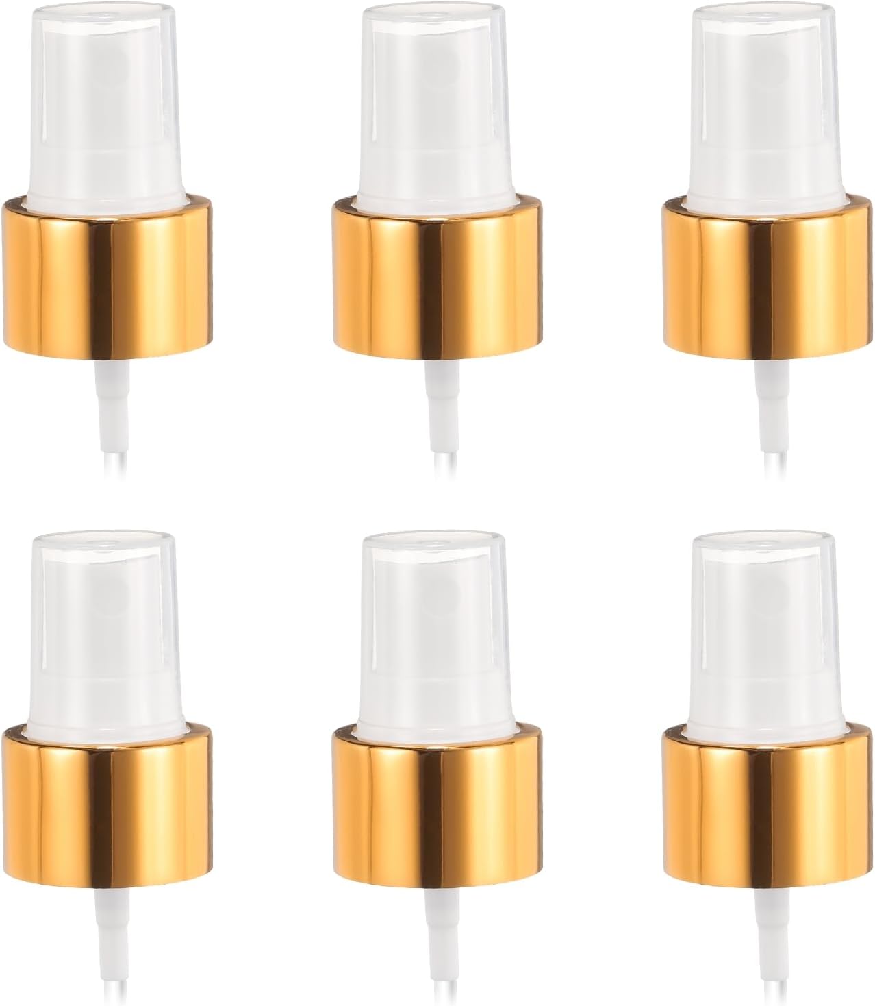 6 Pcs Gold White Spray Top, 24/410 Fine Mist Sprayer Reusable Replacement Spray Bottle Pump Plastic Top for Cosmetic Perfume and Body Sprays Bottle - Image 1