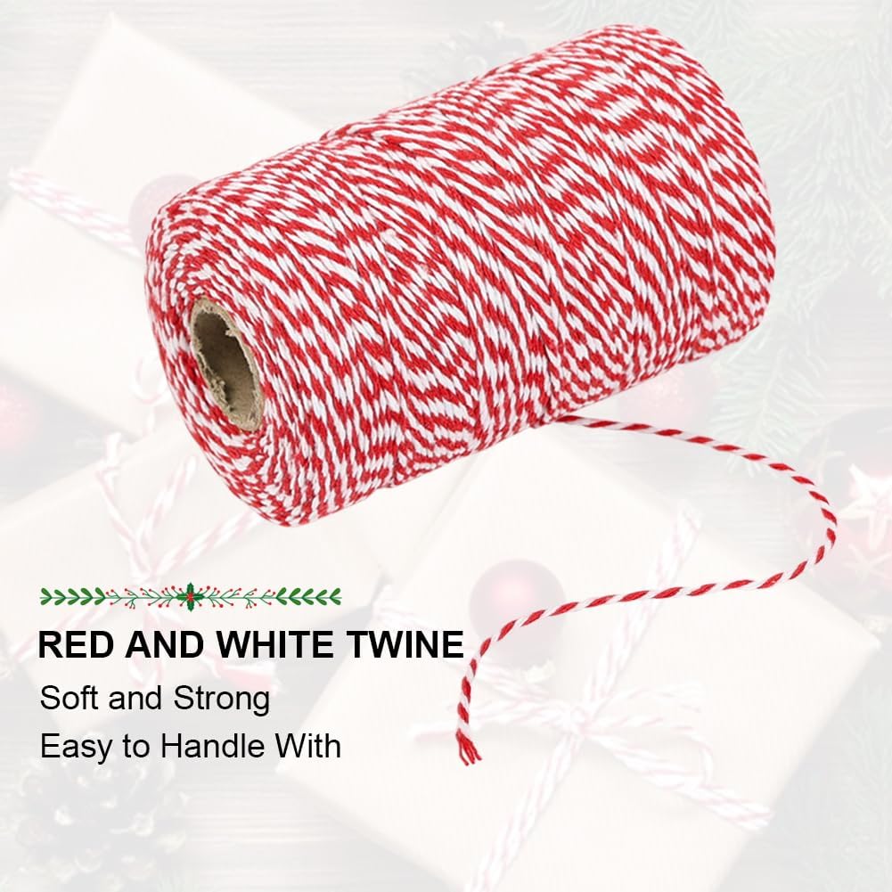 Red and White Twine, 656 Feet 200m Cotton Bakers Twine Ribbon for Baking, Butchers, Crafts, Gift Wrapping, Christmas Holiday Decorations - Image 2