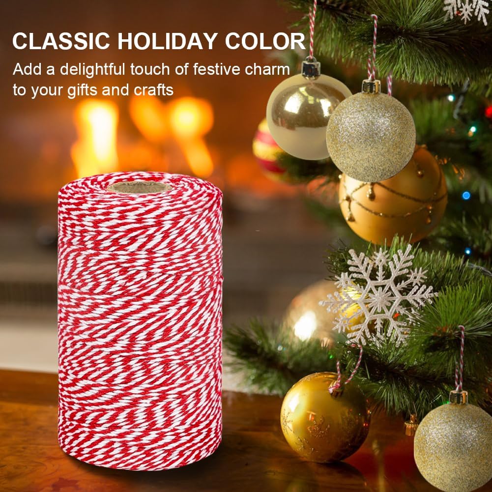 Red and White Twine, 656 Feet 200m Cotton Bakers Twine Ribbon for Baking, Butchers, Crafts, Gift Wrapping, Christmas Holiday Decorations - Image 4
