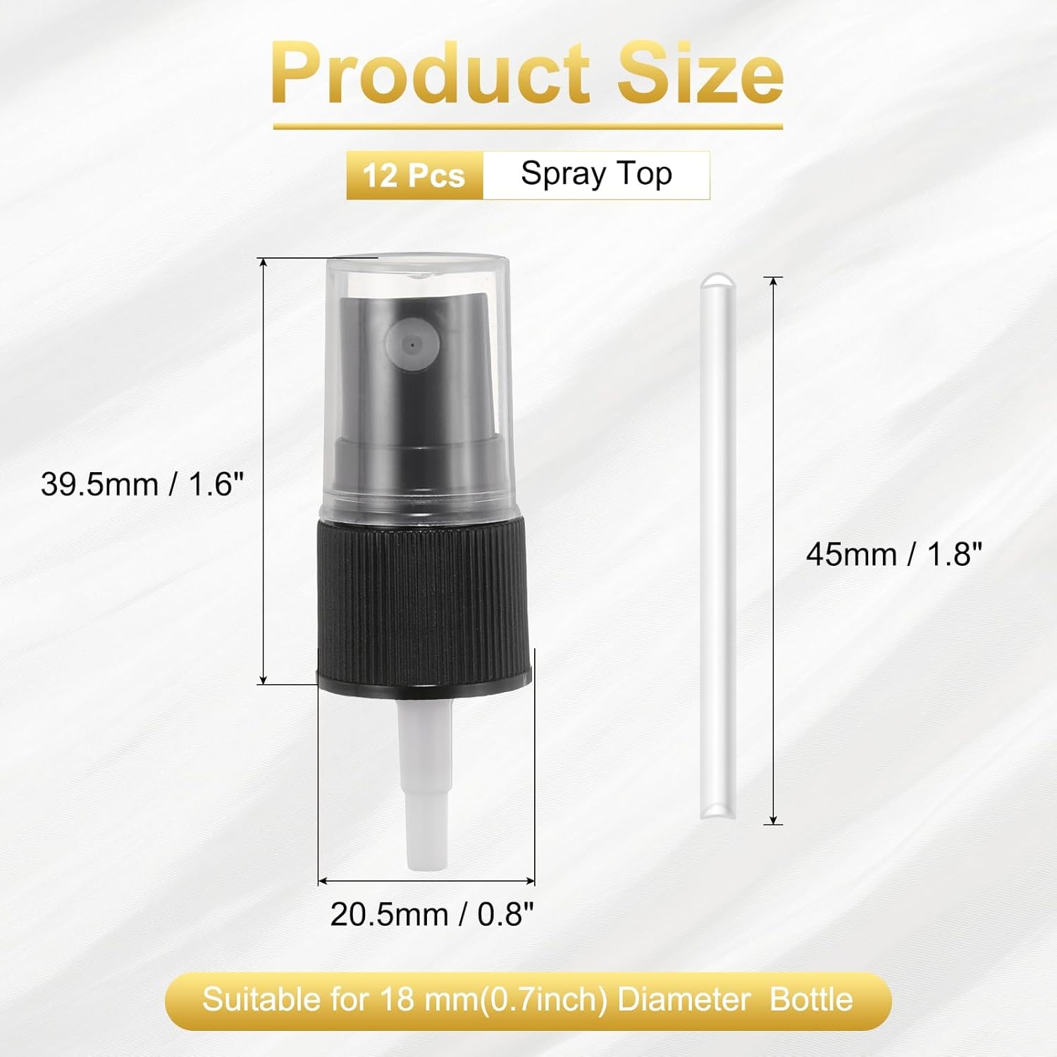 12 Pcs Black Spray Top, 18/410 Fine Mist Sprayer Reusable Replacement Spray Bottle Pump Stripe Plastic Top for Cosmetic Perfume and Body Sprays Bottle - Image 2