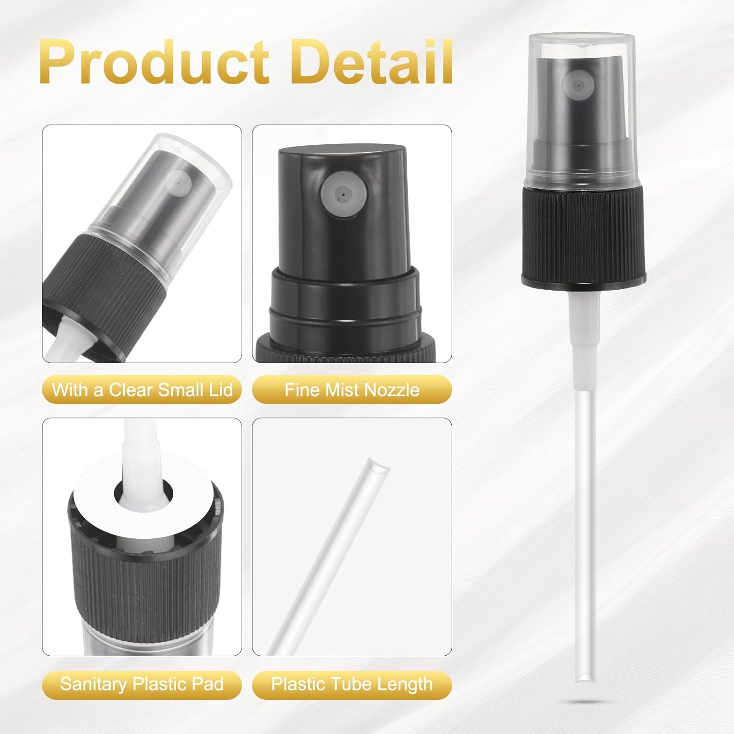 12 Pcs Black Spray Top, 18/410 Fine Mist Sprayer Reusable Replacement Spray Bottle Pump Stripe Plastic Top for Cosmetic Perfume and Body Sprays Bottle - Image 3