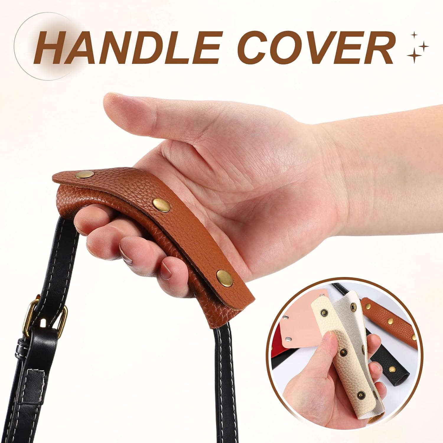 2 Pcs Handbag Handle Cover, Leather Luggage Handle Wraps, Purse Strap Cover Luggage Grip Protector Fine Texture Silver Buckle for Purse Tote Bag Suitcase, Peach Pink - Image 4