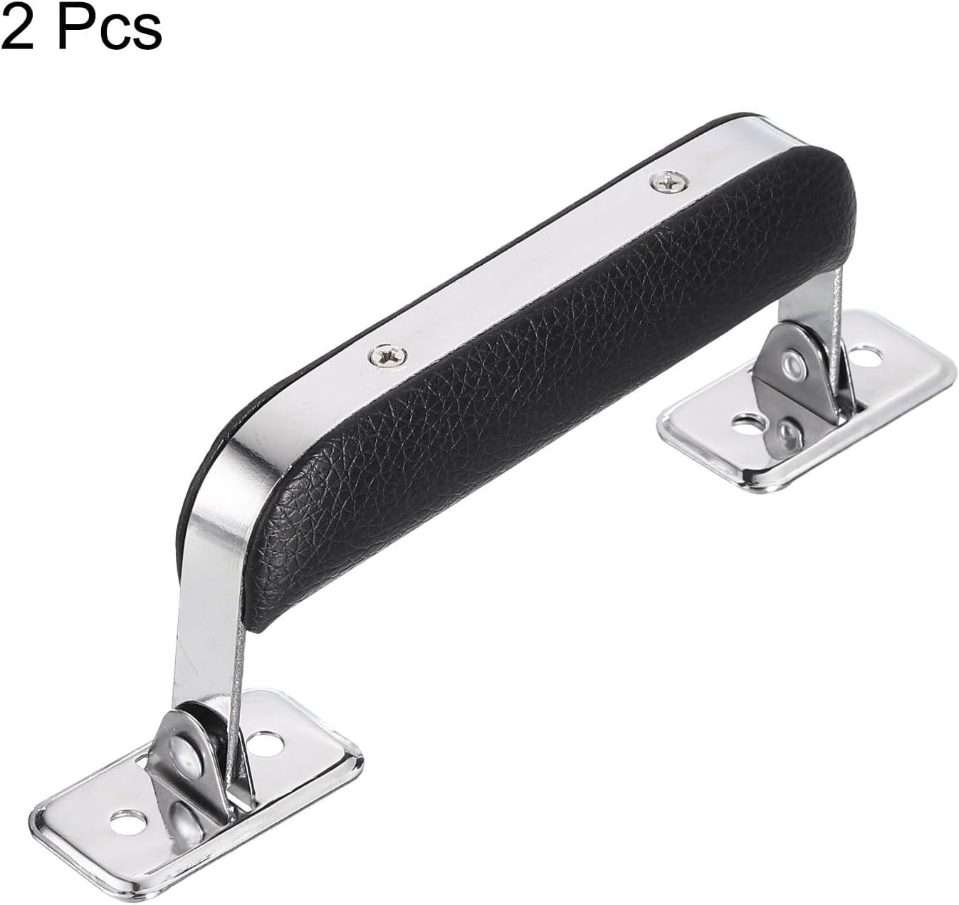 Leather Handle, 2Pcs - Metal Luggage Handle, Vintage Suitcase Replacement Strap, Vintage Pull Handle for Trunk Handbag Briefcase Speaker Box (Black), 110mm - Image 3