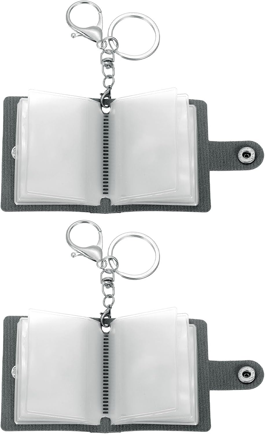 2 Pcs Mini Photo Keychain Custom Keychain Personalized Leather Photo Album Keychains with 20 Pictures DIY Small Memory Key Ring Picture Book for Family, Black - Image 1