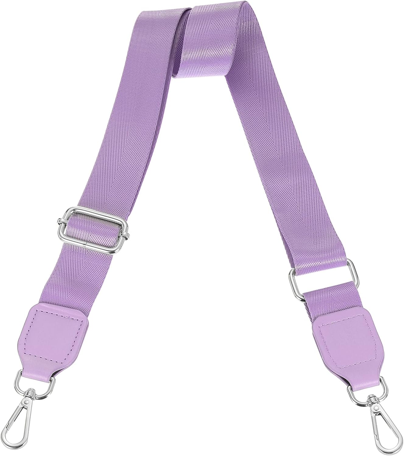 Wide Shoulder Strap, 3.8cm Adjustable Purse Strap Replacement Crossbody Strap for Shoulder Bag Handbag, Light Purple, Silver Square Mouth Buckle - Image 1