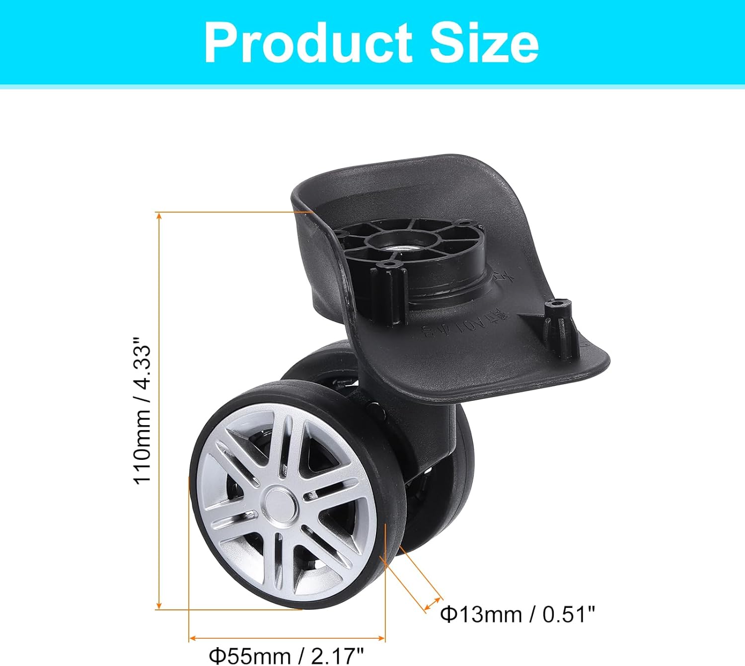 Luggage Wheel Replacement, Suitcase Trolley Wheels DIY Repair, Spinner Wheels Luggage Accessories, Swivel Silent Wheel, Black - Image 2