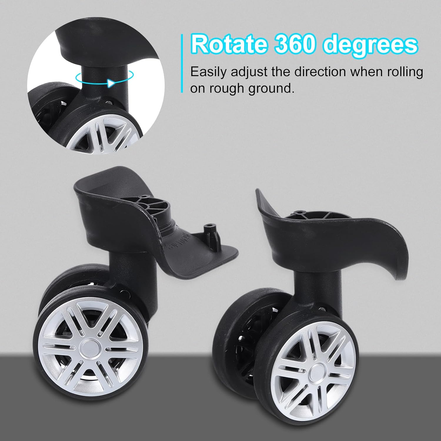 Luggage Wheel Replacement, Suitcase Trolley Wheels DIY Repair, Spinner Wheels Luggage Accessories, Swivel Silent Wheel, Black - Image 3