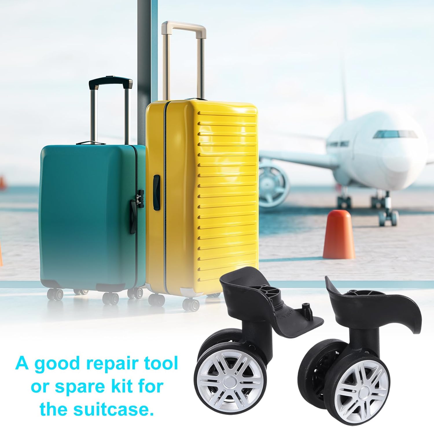 Luggage Wheel Replacement, Suitcase Trolley Wheels DIY Repair, Spinner Wheels Luggage Accessories, Swivel Silent Wheel, Black - Image 5