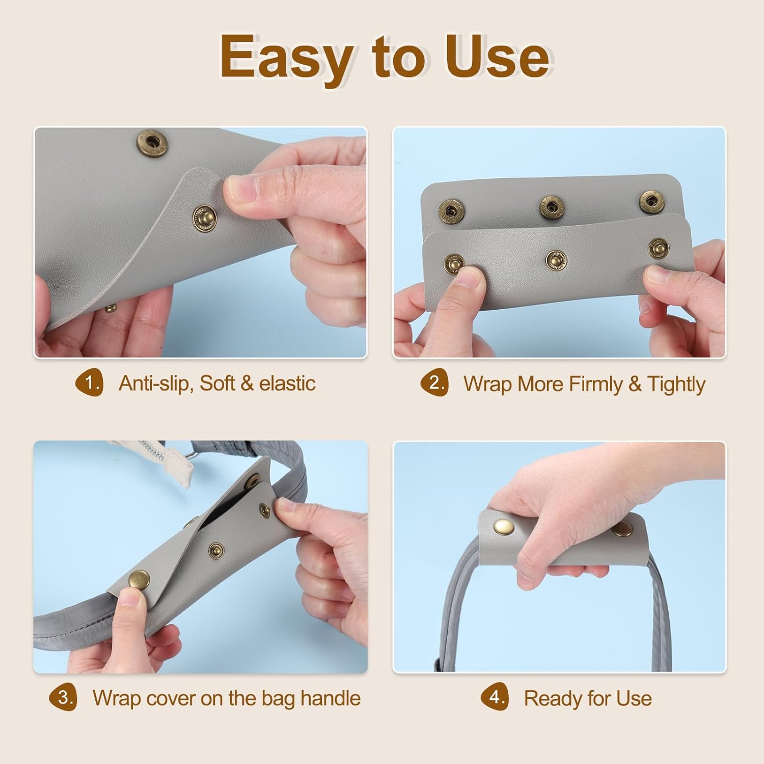 4Pcs Handbag Handle Cover, PU Leather Luggage Handle Wraps, Luggage Grip Protector for Purse Tote Bag Suitcase, Dark Green - Image 5