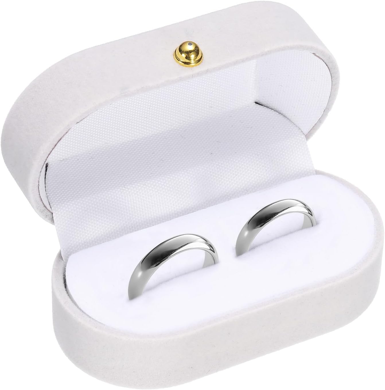 Velvet Ring Box, Small Travel Jewelry Case Mini Ring Holder Jewelry Organizer Storage Case for Women Girls Wedding Proposal Engagement, Grey - Image 1