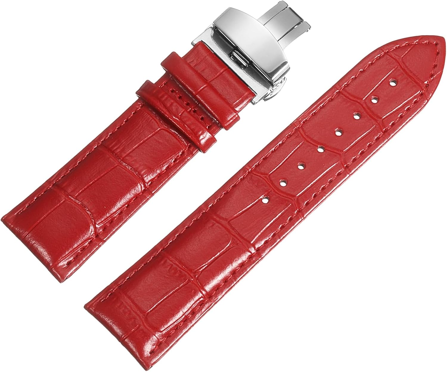 Multiple Sizes Leather Watch Band Quick Release Deployment Buckle Cowhide Watch Strap for Men and Women - Image 1