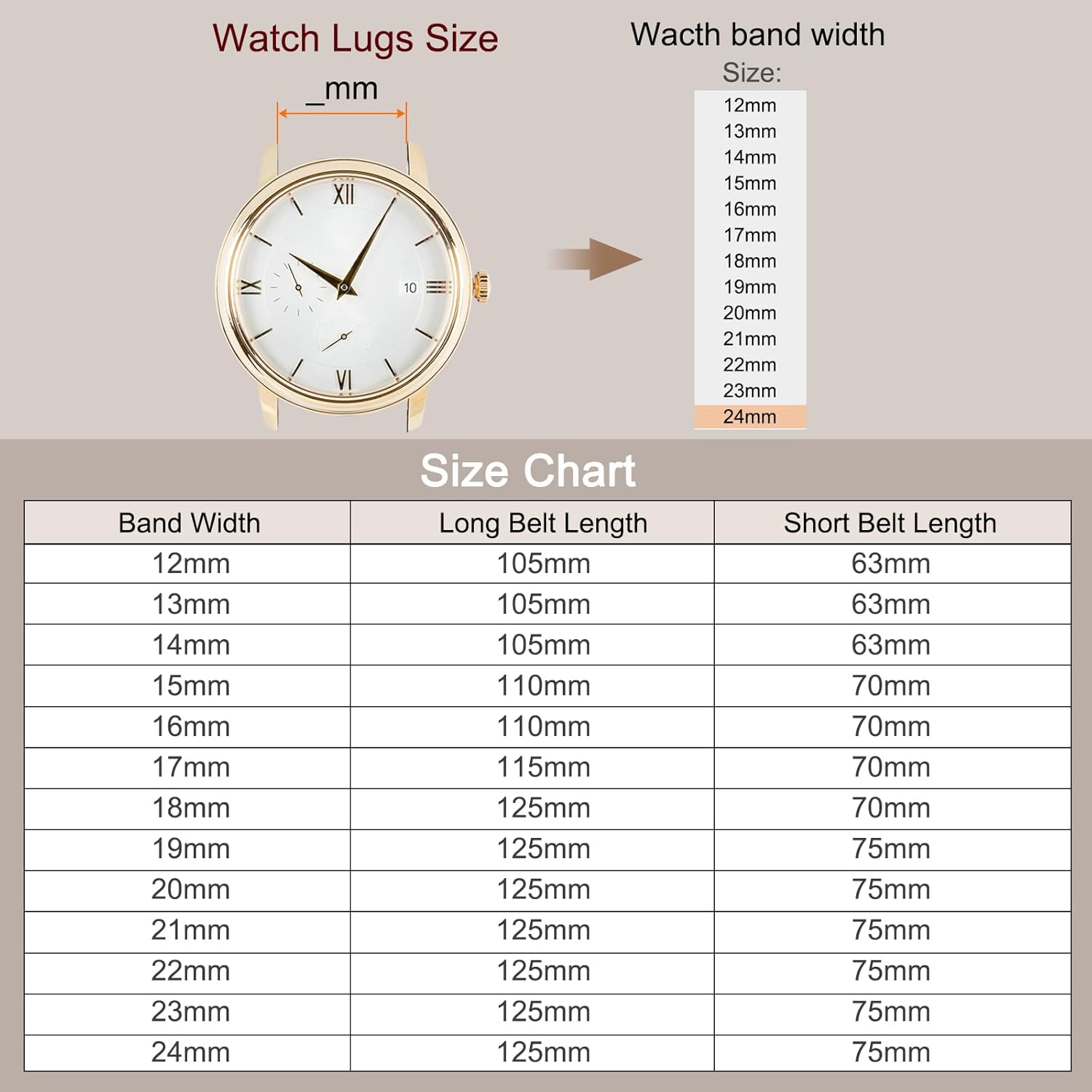 Multiple Sizes Leather Watch Band Quick Release Deployment Buckle Cowhide Watch Strap for Men and Women - Image 2