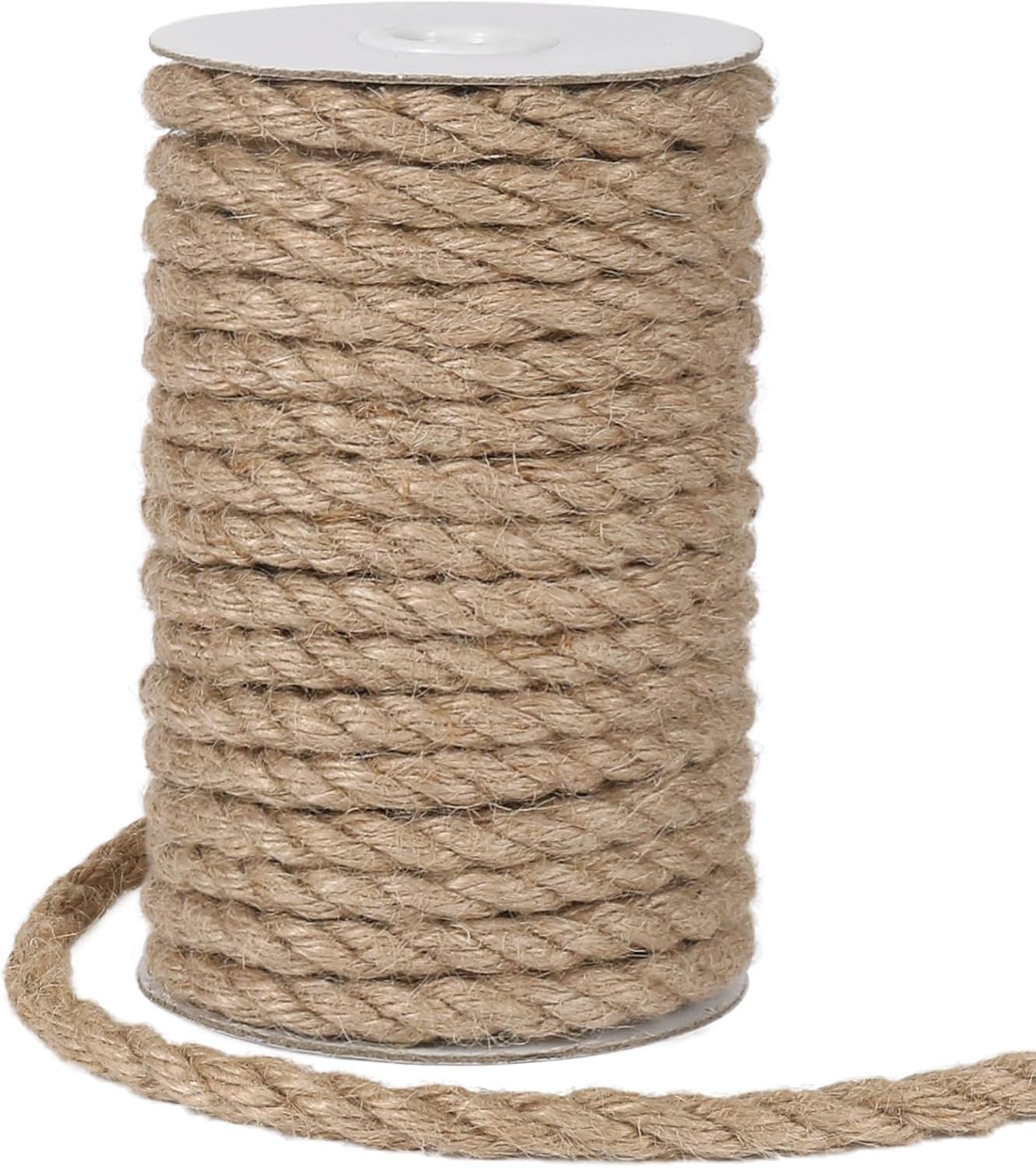 8mm Jute Rope, 50 Feet Heavy Duty and Thick Twine Rope for Crafts, Gardening, Cat Scratching Post, Home Decor - Image 1