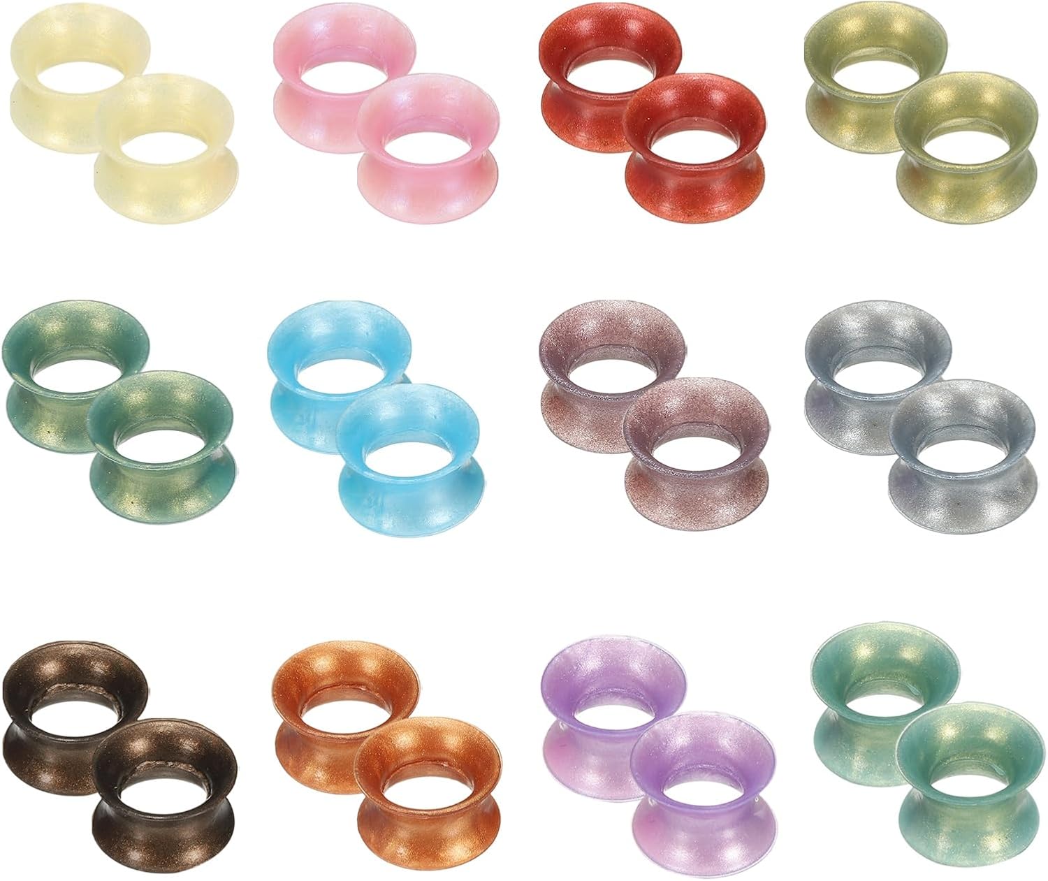 Silicone Ear Gauge, Flexible Ear Tunnels Plugs Double Flared Earring Stretchers Expander for Women Men - Image 1