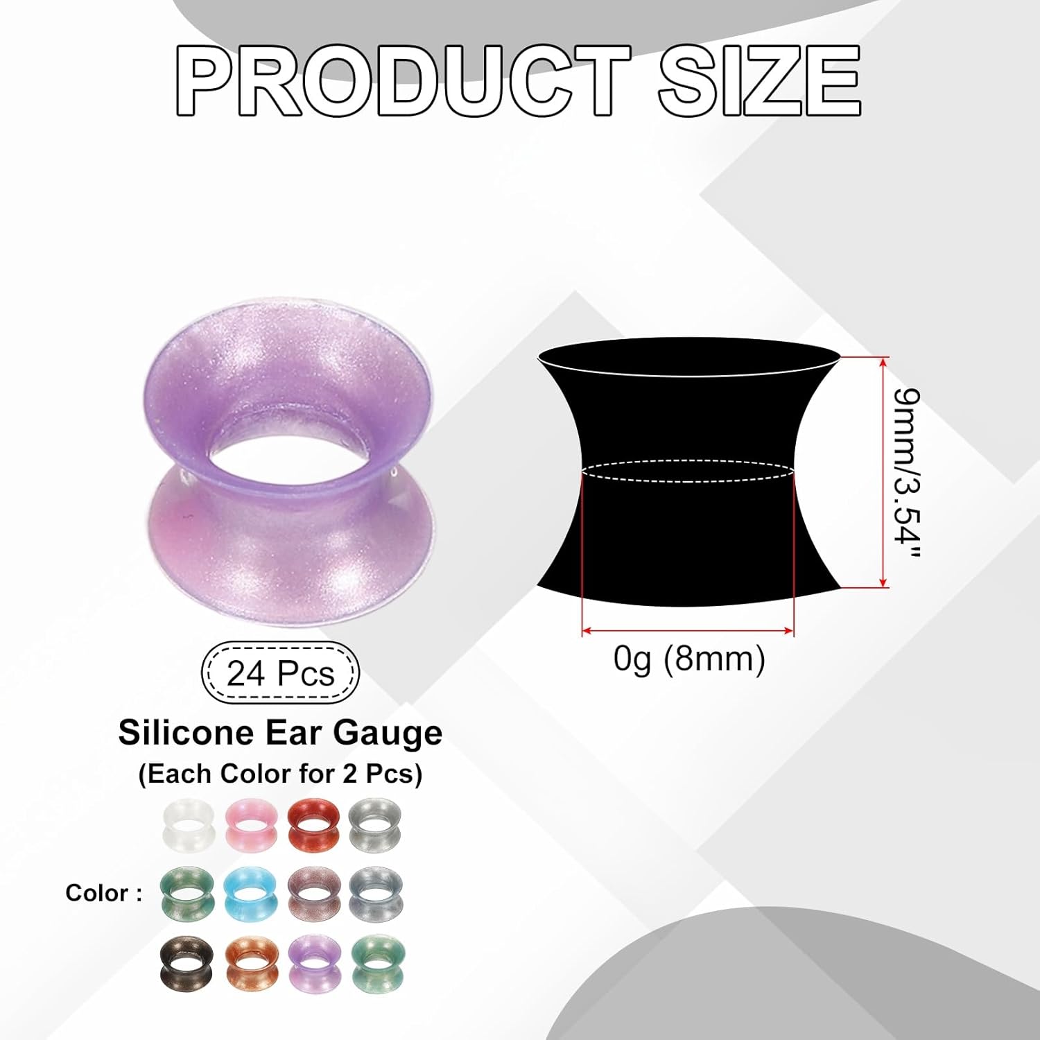 Silicone Ear Gauge, Flexible Ear Tunnels Plugs Double Flared Earring Stretchers Expander for Women Men - Image 2