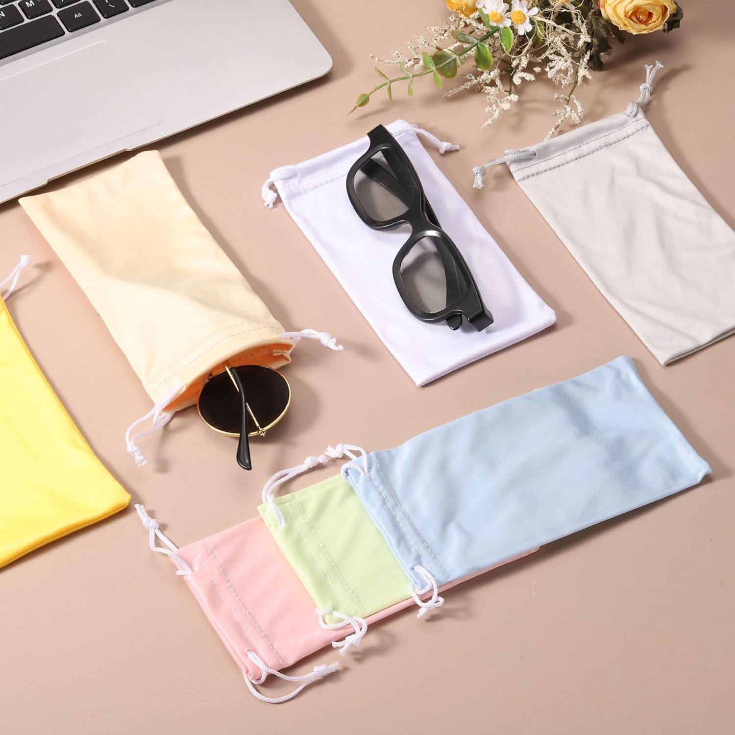 Microfiber Eyeglass Cases Glasses, Sunglasses Storage Bag with Drawstring, Soft Glasses Pouch Travel for Women Men - Image 4