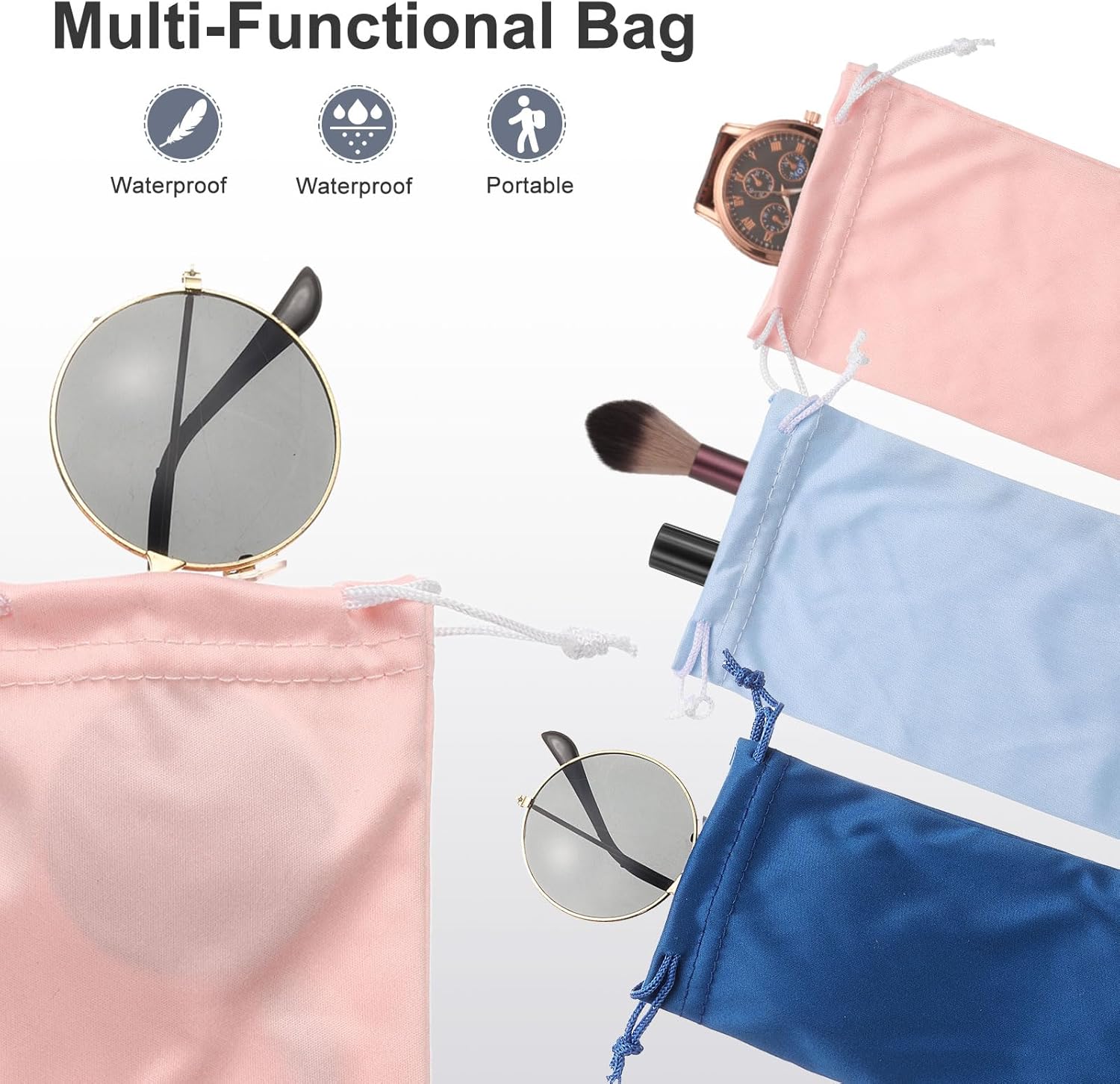 Microfiber Eyeglass Cases Glasses, Sunglasses Storage Bag with Drawstring, Soft Glasses Pouch Travel for Women Men - Image 5