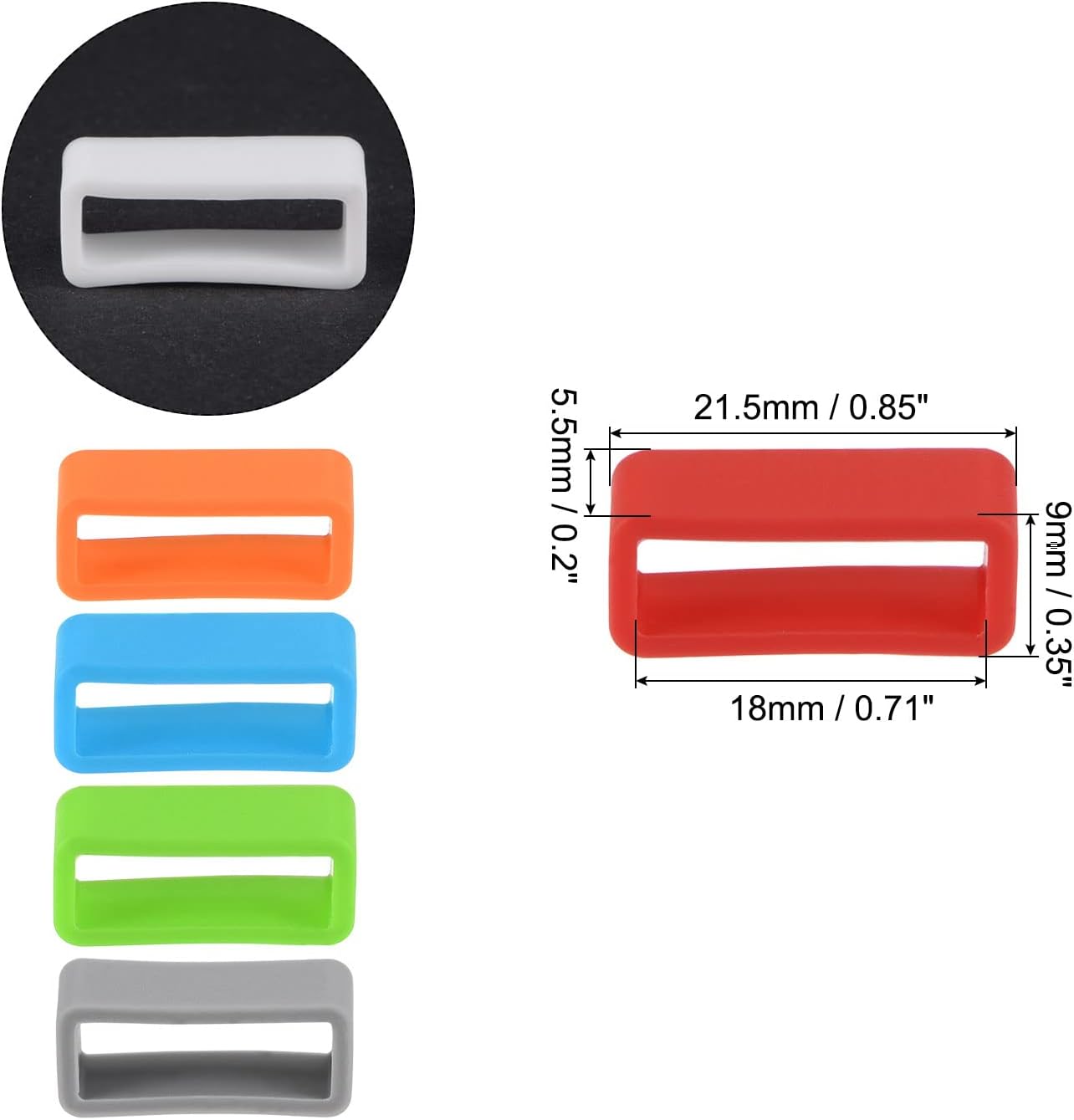 Watch Band Strap Loops, 18mm Width Rubber Fastener Rings Silicone Watch Holder Retainers for Watch Band Mix Color 6 Pcs - Image 2