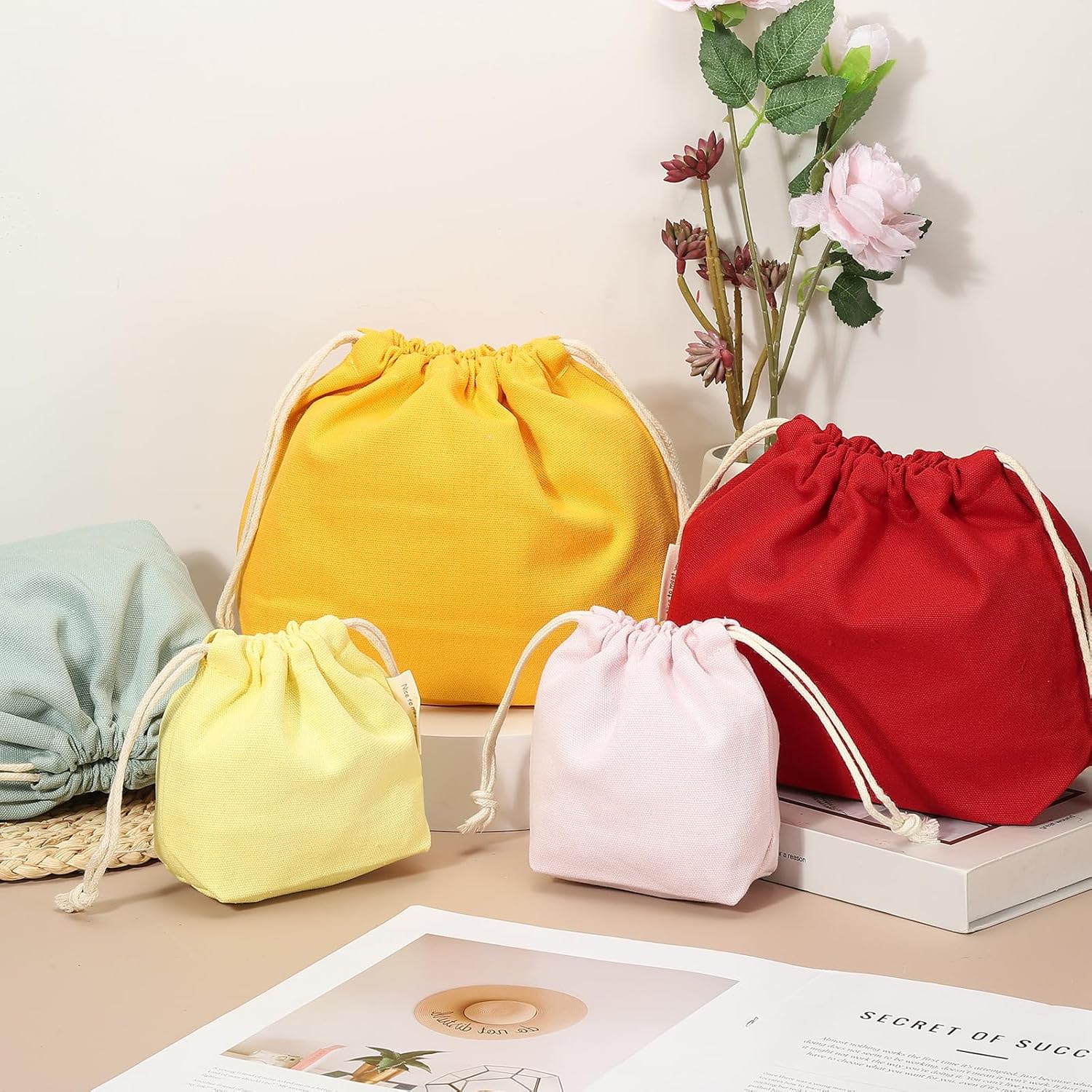 2 Pcs Drawstring Makeup Bag, 4.7