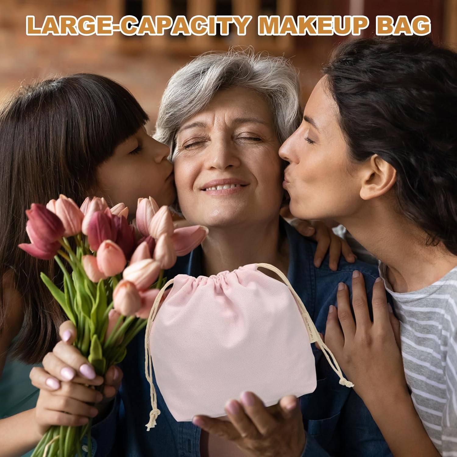 2 Pcs Drawstring Makeup Bag, 4.7