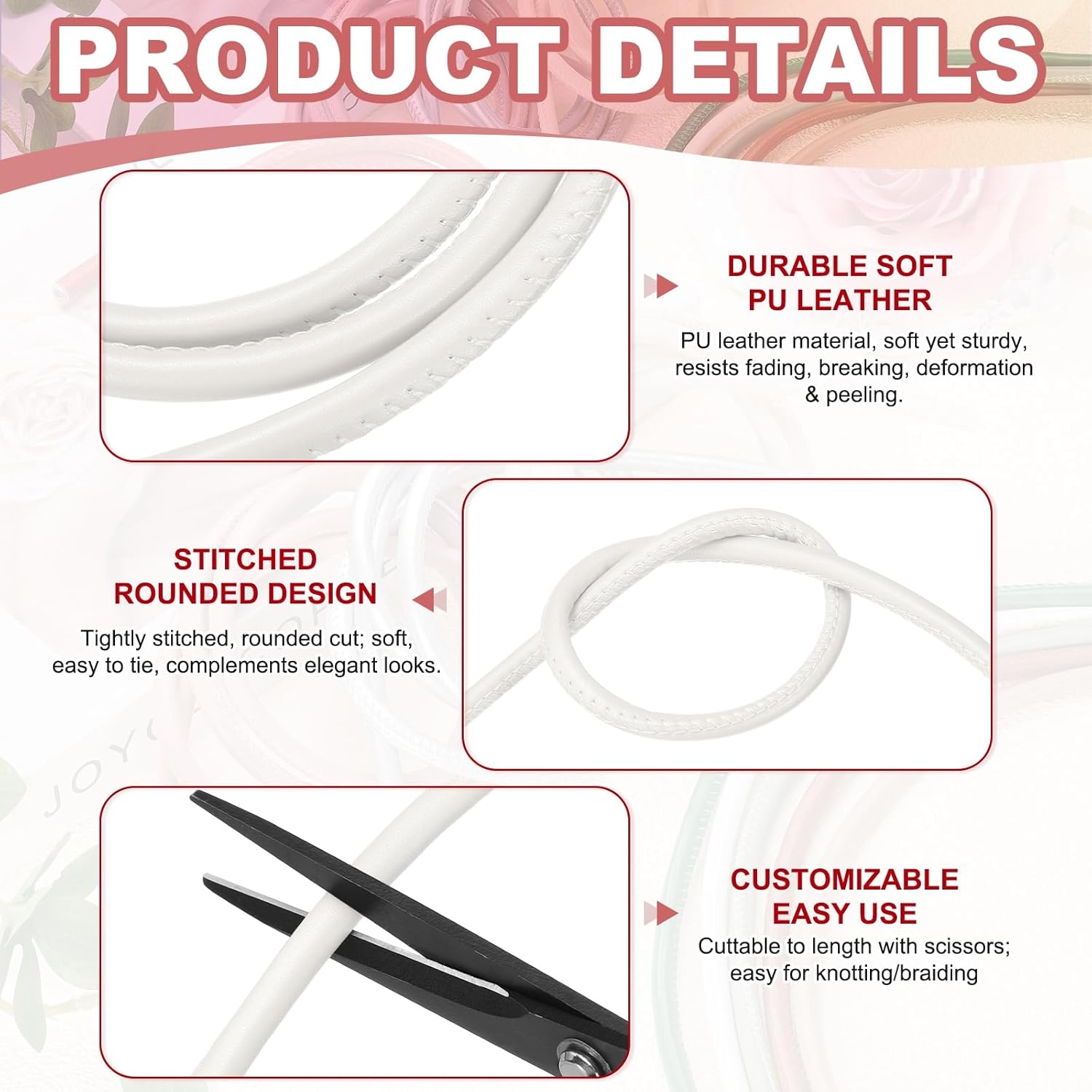PU Leather Cord String Rope for DIY Women Tie Waist Strap Waist Belt Dress Bag Strap Replacement - Image 3