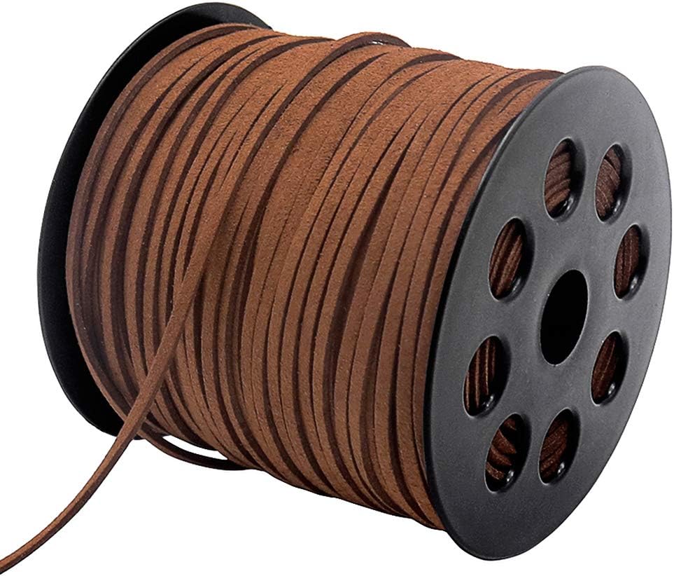 Leather String, 100 Yards 2.6mm Flat Suede Cord, Faux Leather Cord for Jewelry Making, Necklaces, Bracelets, Dream Catchers and DIY Crafts (Brown) - Image 1