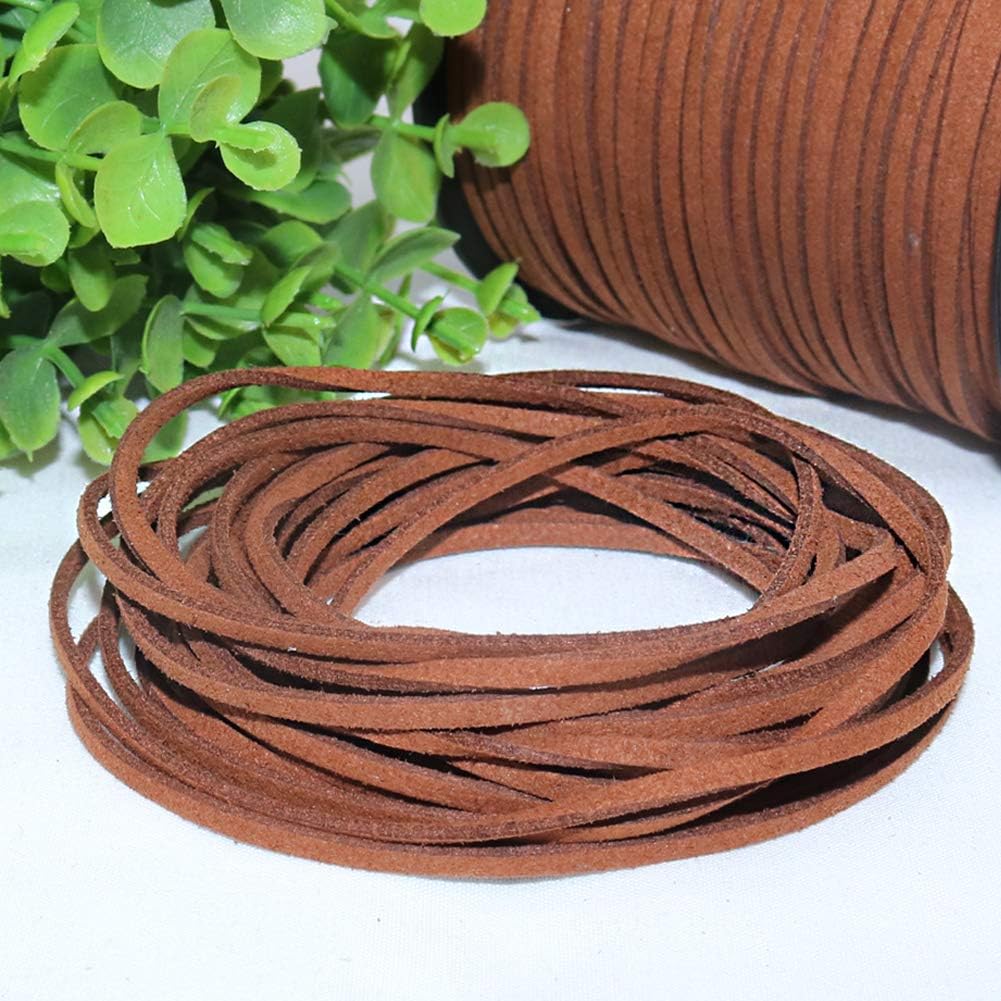 Leather String, 100 Yards 2.6mm Flat Suede Cord, Faux Leather Cord for Jewelry Making, Necklaces, Bracelets, Dream Catchers and DIY Crafts (Brown) - Image 2
