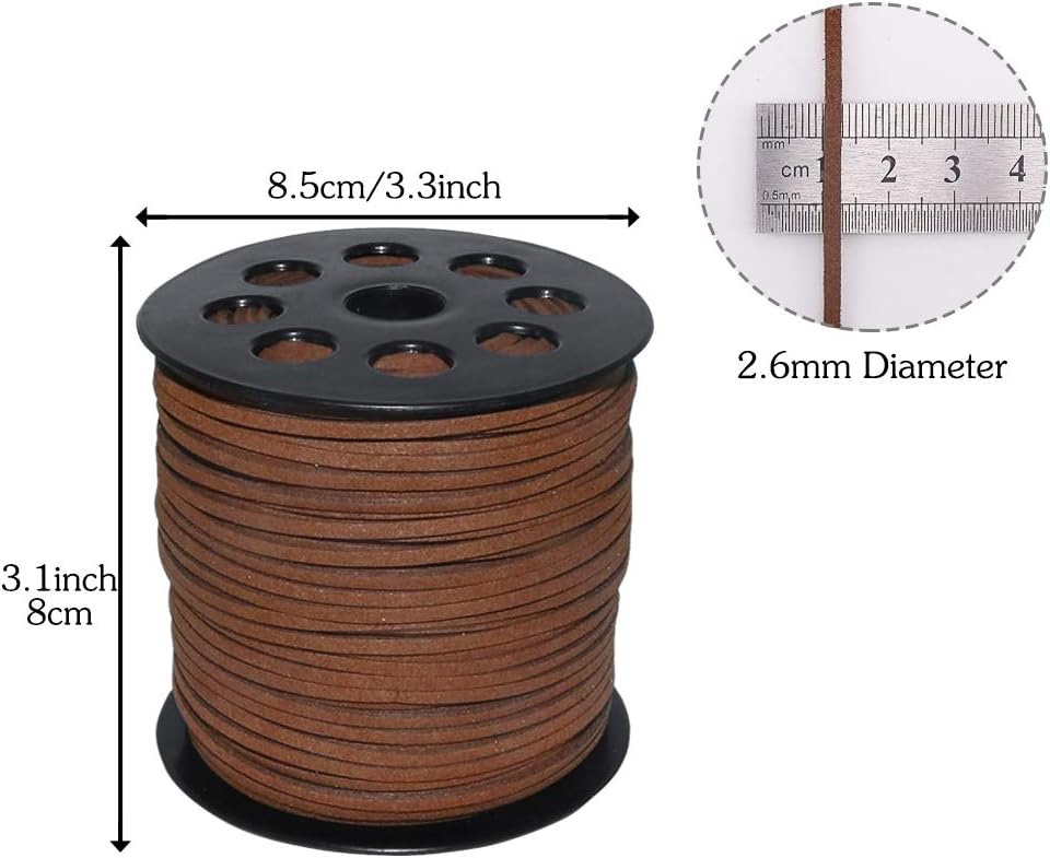 Leather String, 100 Yards 2.6mm Flat Suede Cord, Faux Leather Cord for Jewelry Making, Necklaces, Bracelets, Dream Catchers and DIY Crafts (Brown) - Image 7