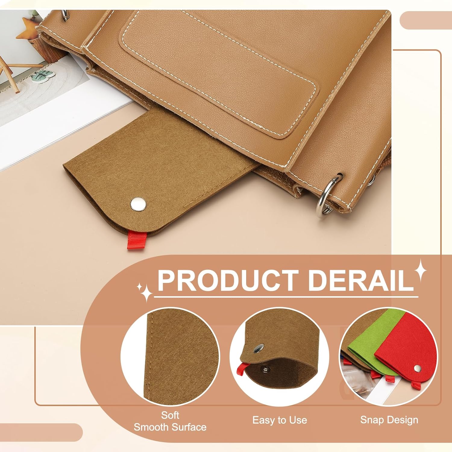 Portable Felt Glasses Case, Soft Slip-in Pouch Case, Ear Hanging Eyeglasses Bag Sunglasses Storage Pouch - Image 3
