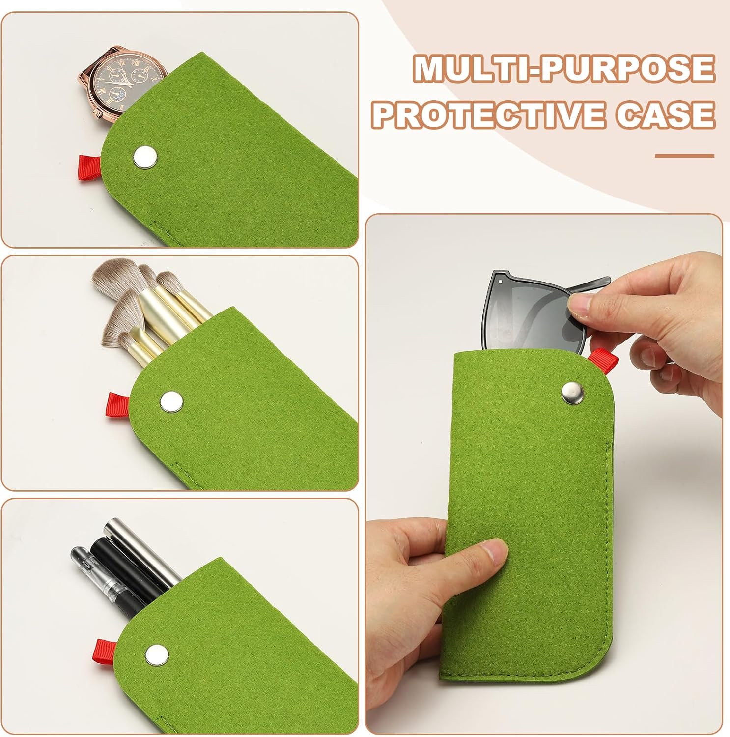 Portable Felt Glasses Case, Soft Slip-in Pouch Case, Ear Hanging Eyeglasses Bag Sunglasses Storage Pouch - Image 7