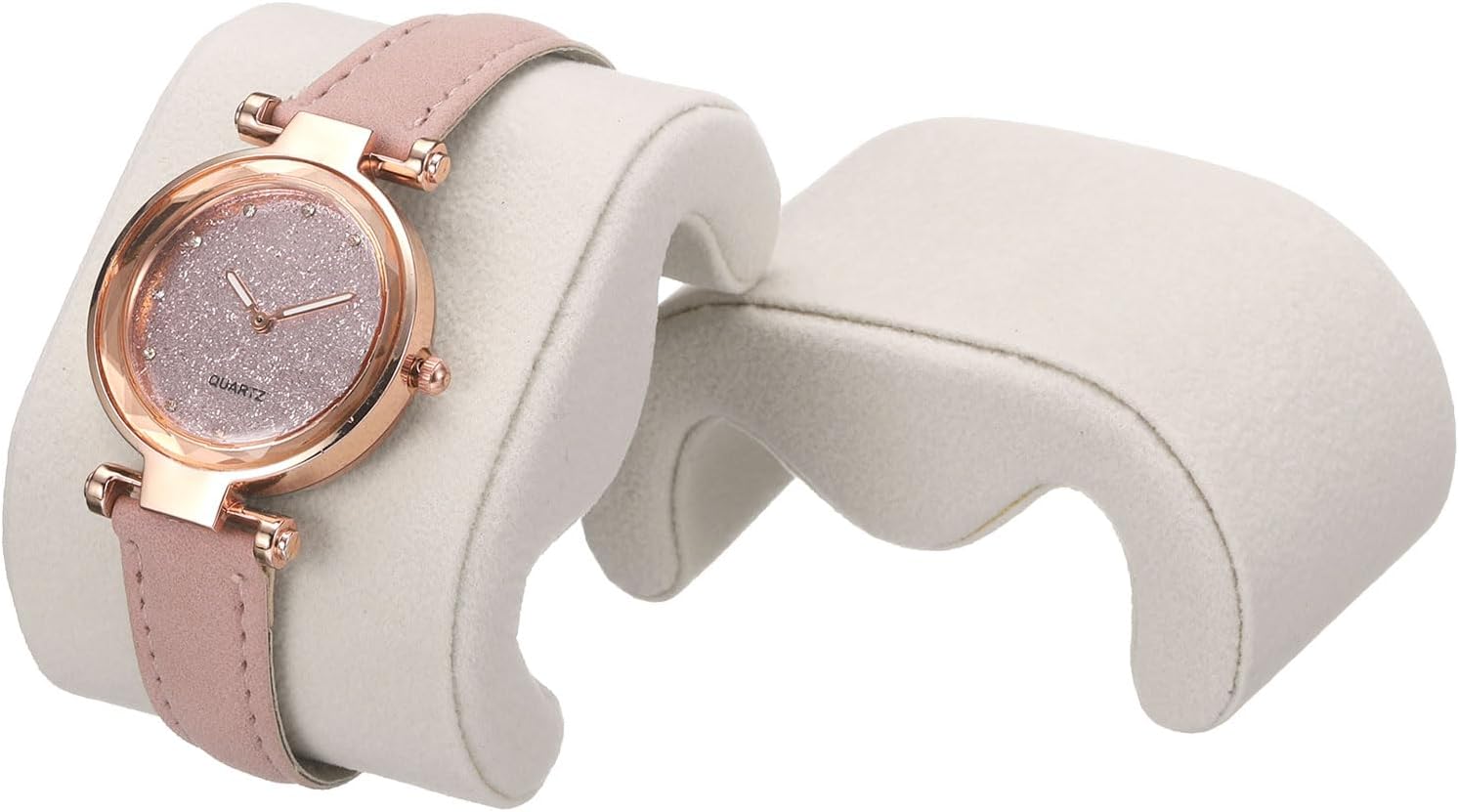 2pcs Watch Case Pillows, M Shaped Watch Display Pillow Velvet Watch Cushion Replacement for Watch Bracelet Display Storage Beige - Image 1