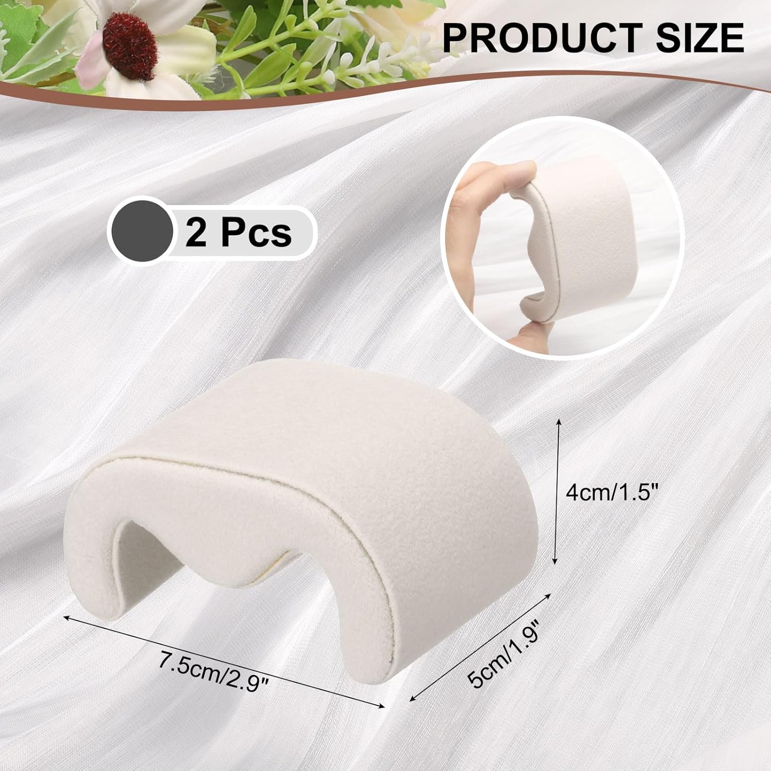 2pcs Watch Case Pillows, M Shaped Watch Display Pillow Velvet Watch Cushion Replacement for Watch Bracelet Display Storage Beige - Image 2