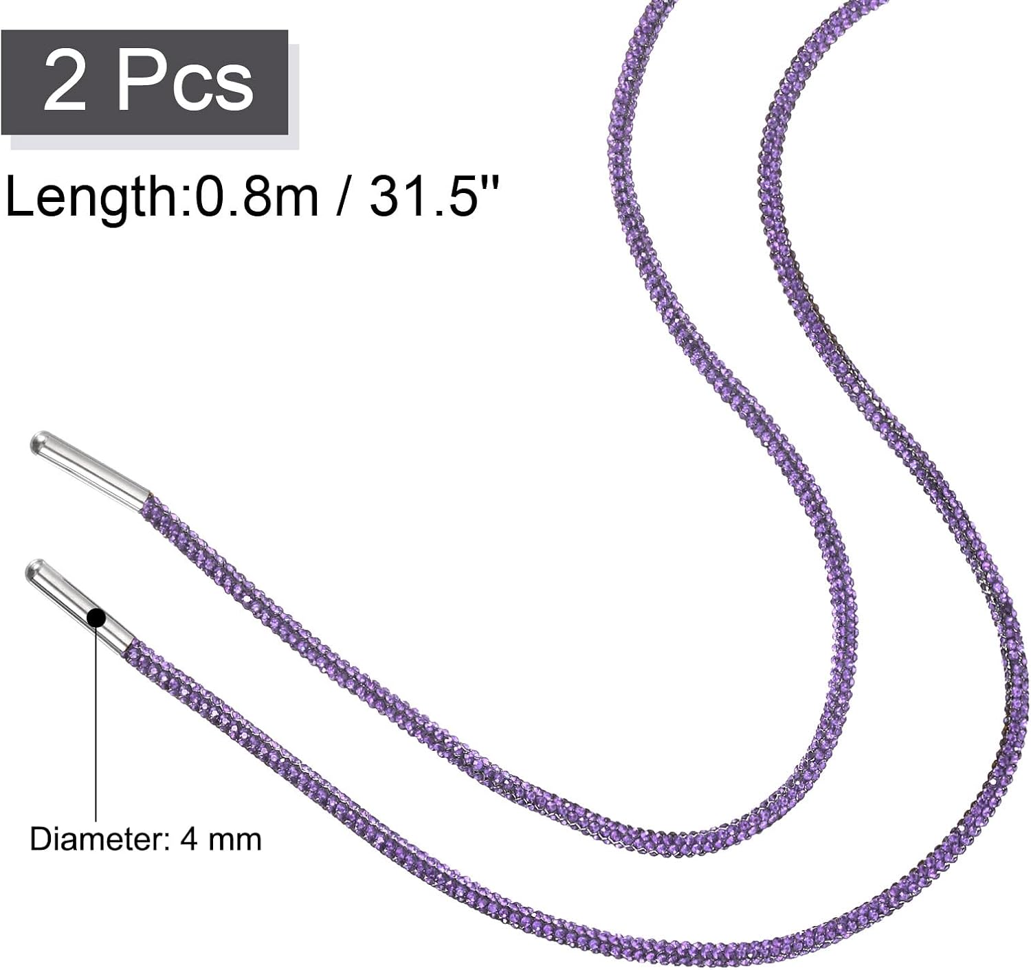 Rhinestone Shoe Lace Bling Glittered Ropes Drawstring Cords Replacement for Sweatpants Hoodie - Image 2