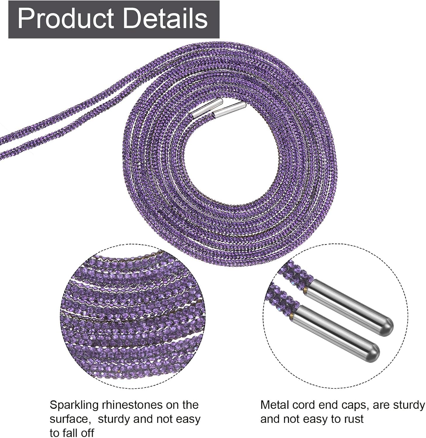 Rhinestone Shoe Lace Bling Glittered Ropes Drawstring Cords Replacement for Sweatpants Hoodie - Image 3