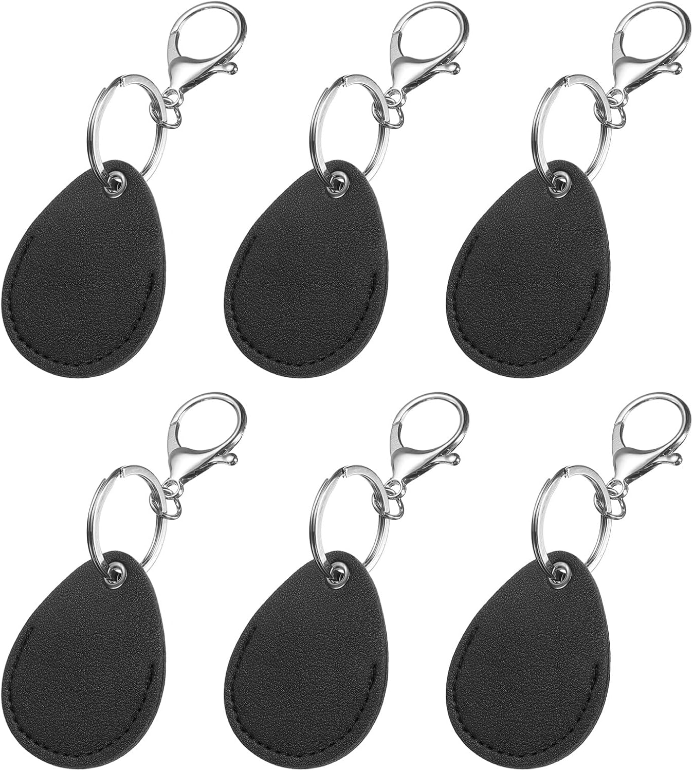 6pcs Leather Key Fob, PU Leather Car Keychain Blanks Key Holder with Key Rings for Key ID Cards DIY Laser Engraving - Image 1