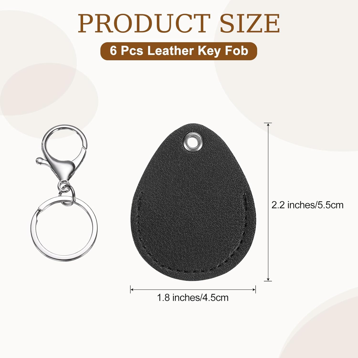 6pcs Leather Key Fob, PU Leather Car Keychain Blanks Key Holder with Key Rings for Key ID Cards DIY Laser Engraving - Image 2