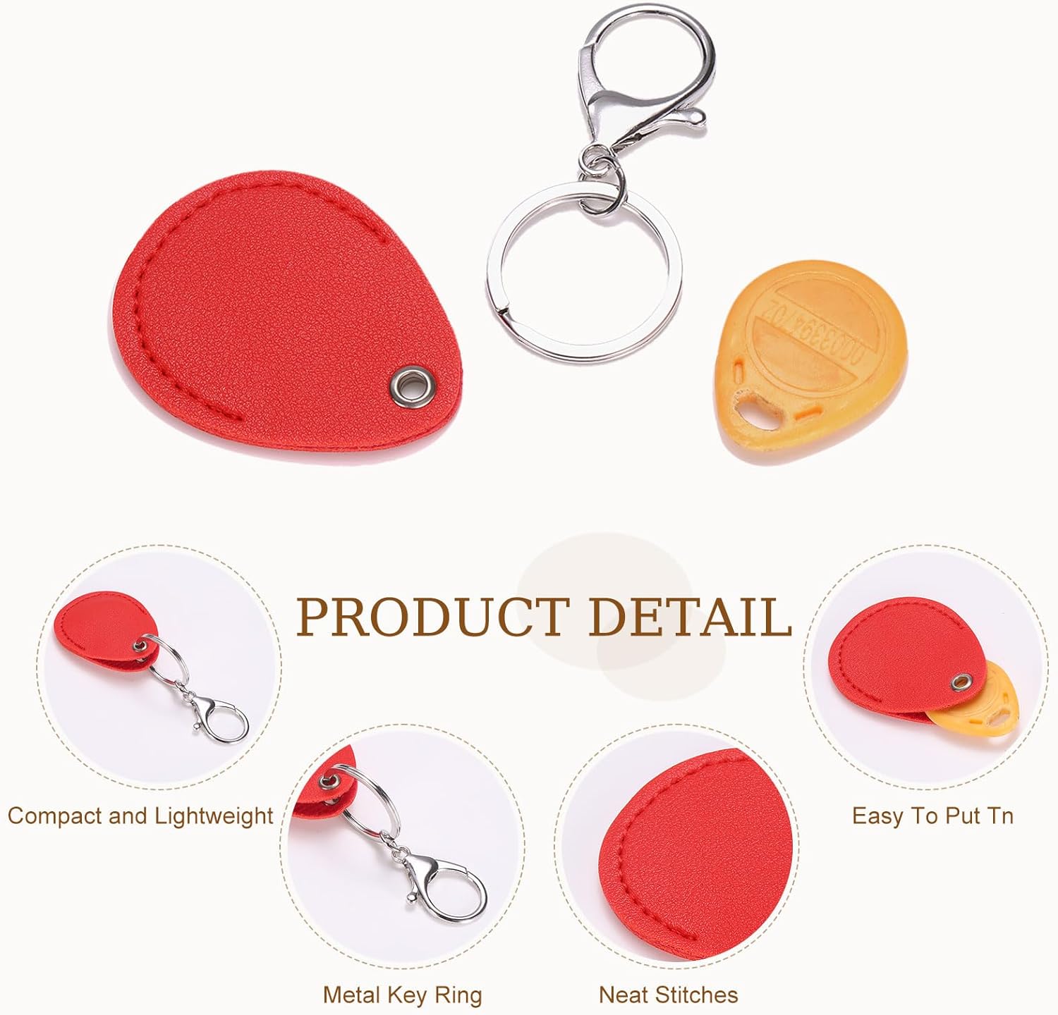 6pcs Leather Key Fob, PU Leather Car Keychain Blanks Key Holder with Key Rings for Key ID Cards DIY Laser Engraving - Image 3